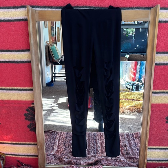 New Soft Distressed Black Leggings - Picture 4 of 5